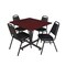 Kobe Kobe Square Table & Chair Set, Wood, Metal, Vinyl Top, Mahogany TKB4848MH29BK - alternate 1